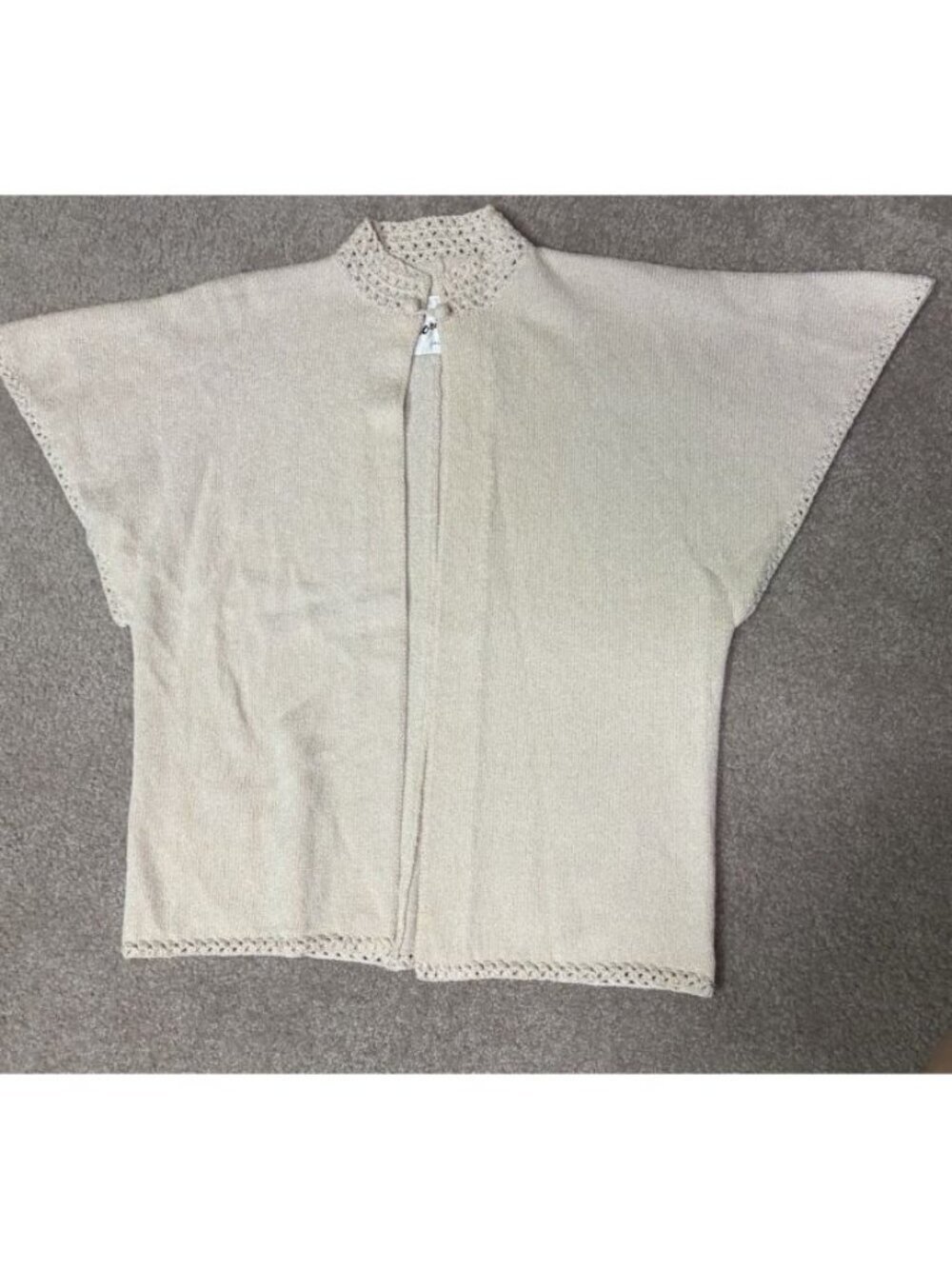 Vtg  Gloria Rare 70s Boho Hippie Knitted Cream Sweater Vest Size Large 42" Chest